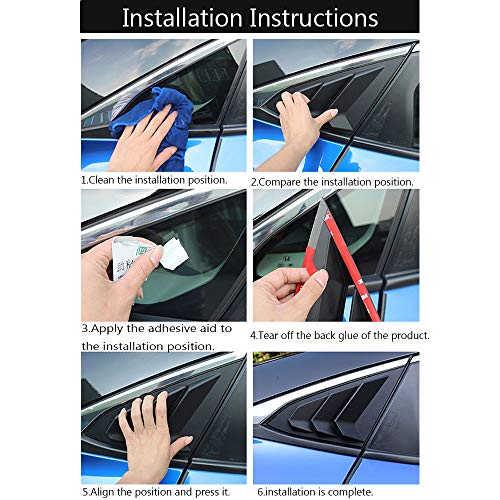 Boltry Abs Carbon Fiber Print Rear Side Window Louvers Air Vent Scoop Shades Cover Blinds Trim For Nissan Sentra 2020 2021（Carbon Fiber） #TOP6