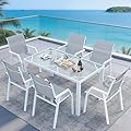 Jocoevol 7 Piece Patio Dining Sets for 6, Outdoor Table and Chairs Set with 59in Patio Dining Table and 6pcs Textilene Chairs, All Weather Furniture Set for Backyard Deck Garden