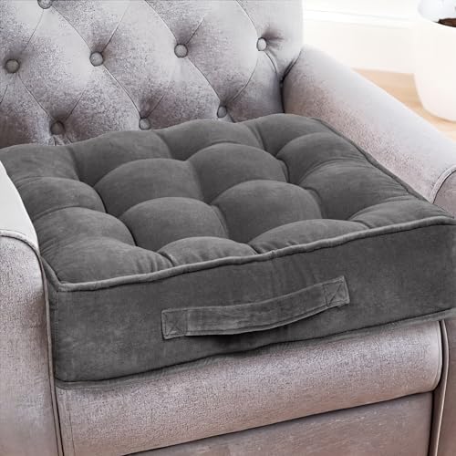 Casabella Booster Cushion-Armchair Booster Cushion Large Booster Seat Dining Chair 50X50+10Cm Thick Floor Cushion, Pregnancy & Post-Operative Adults Chair Bolster Cushion Seat, Car Seat Sofa-Grey