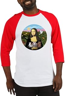 CafePress Mona Lisas Three Guinea Pigs Baseball Jersey Cotton Baseball Jersey, 3/4 Raglan Sleeve Shirt Red/White