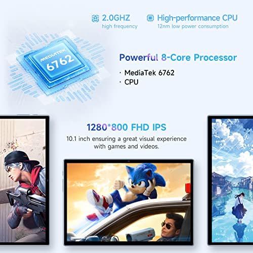 TECLAST Tablet 10.1 inch P20S Android 12, 4GB RAM 64GB ROM(TF 1TB), 5G WiFi, Dual 4G SIM/SD, Bluetooth 5.0, 2.0 GHz, Octa-Core Processor, 1280x800 IPS, GPS/2MP + 5MP Camera/Type C/OTG/Metal