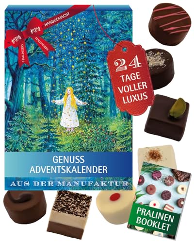Hallingers Genuss Manufaktur Pralinen Adventskalender ohne Alkohol – 24 handgemachte Premium Schoko Pralinen aus Edelkako - Süßigkeiten Geschenk Familie Kinder Erwachsene - Weihnachtskalender 2025