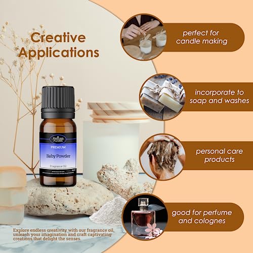 Essican Purelife Baby Powder Fragrance Oil for Candle Making Scents 100ml, Scented Oils for Humidifier - Long Lasting Aroma Candle Scents Wax Melt Fragrance Oils for Soap Making & Bath Bombs - Image 2