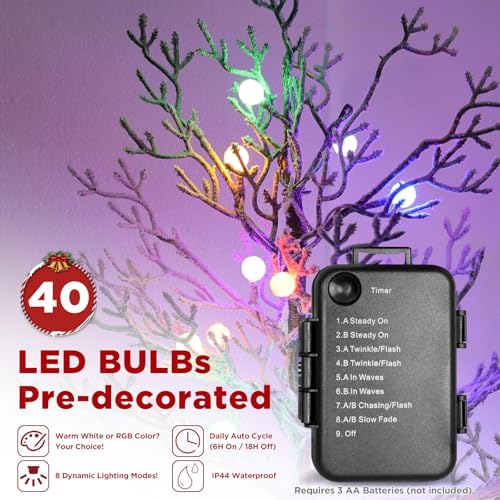 Brightever 3FT Green Christmas Tree, Pre-Lit Artificial Christmas Trees with 40 RGBW LED Lights, 8 Lighting Modes & Timer, Waterproof Battery-Operated Xmas Tree Decor for Patio, Driveway, Entrance by Brightever - Image 5