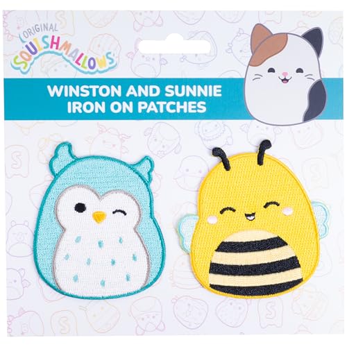 Fizz Creations Squishmallows Patchs thermocollants Winston The Owl & Sunny The Bee Patchs Squishmallows parfaits pour personnaliser vĂŞtements et sacs
