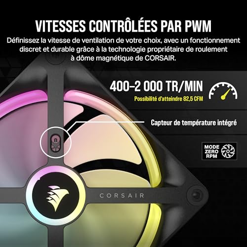 Corsair iCUE Link QX140 RGB à Dôme Magnétique de 140mm Ventilateur - Noir