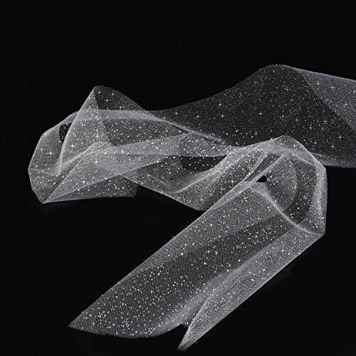Sparkling Tulle Ribbon Roll Glitter Tulle Spool, 6 Inches By 25 Yards For Christmas Wedding Gift Wrapping Tutu Skirt, Party Decoration #TOP5