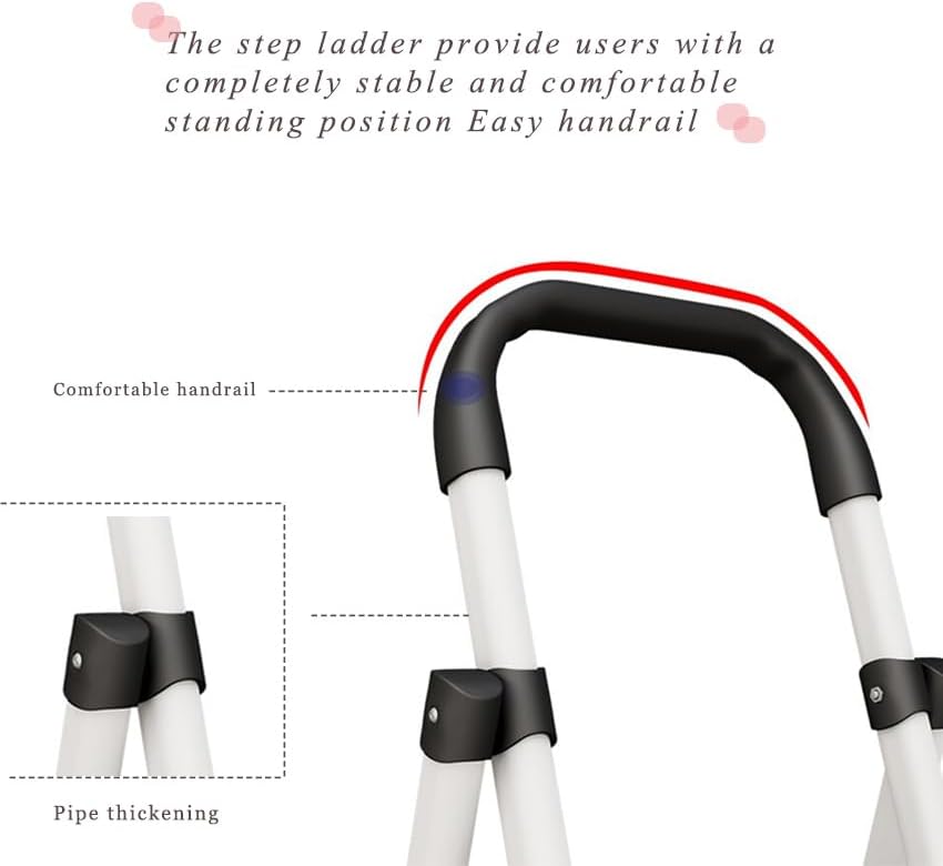 Miniatura 2 de Escalera plegable con plataforma antideslizante, marco de acero portátil para adultos con pedal antideslizante, escalera de acero resistente