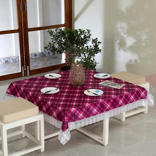 Image of Homerz Premium 6 Seater Dining Table Cloth with 6 Dining Chair Covers,Elastic Fitted Chair Slipcovers, Printed Polycotton Fabric, Table Cloth Size 60x90 inch (Square Professor)