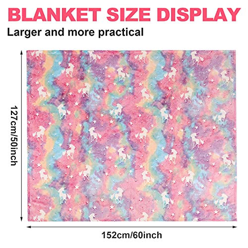 Glow In The Dark Blanket Unicorns Gifts Toys For 1 2 3 4 5 6 7 8 9 10 Year Old Girl ,Soft Kids Blankets For Easter Birthday Christmas Valentines Gifts,60 X 50In #TOP5
