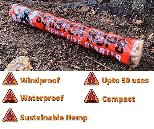 Squatch Rope Hemp Fire Starters | Wind Proof, Water Proof, Eco-Friendly Camp Fire Starter Emergency Supplies | Natural Fire Starter Rope Made From Hemp #TOP1