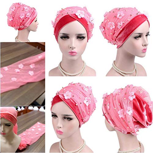 Bonnet velours perle haut de gamme avec tulle fleuri
