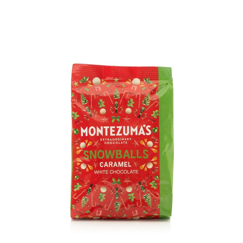 Montezuma's Christmas, White Chocolate Snowballs with Caramel, 120g Bag