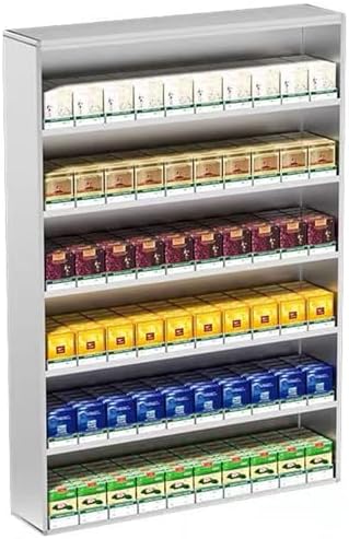 Wall-Mounted Aluminium Cigarette Display Holder - Automatic Pushers Rack for Retail Stores - Convenient Cigarette Case Cabinet for Markets and Shops