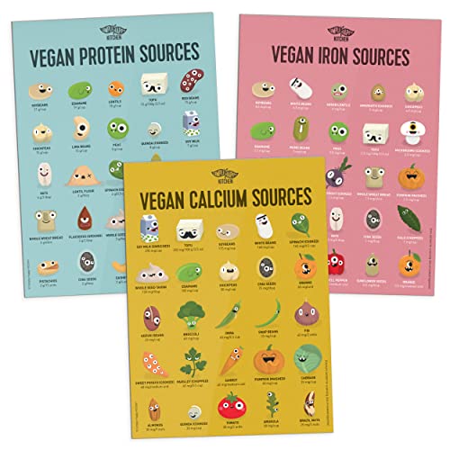 Vegan Fridge Magnet - Protein, Iron, Calcium Plant-Based Sources | Simple Happy Kitchen (Bundle Of 3) #TOP2