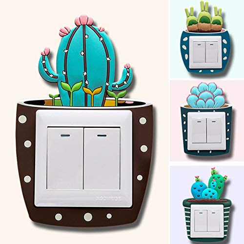 Creative Cartoon Cactus Switch Stickers Living Room Bedroom Environmentally Friendly Washable Stereo