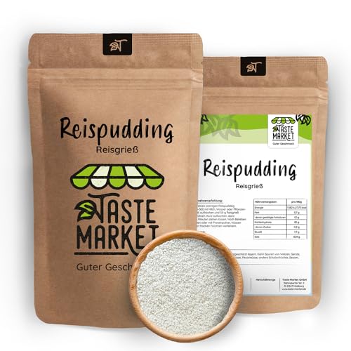 Instant Reispudding 1 kg Rice Pudding Reisgrieß neutral ohne Zucker & Zusätze Fitness Muskelaufbau Reismehl Taste Market