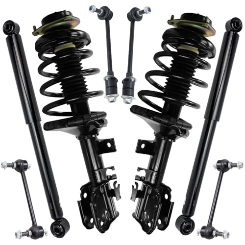 Image of Detroit Axle - 8pc Struts Kit for 2002 2003 2004 Nissan Pathfinder INFINITI QX4, 2 Front Struts with Coil Spring Assembly 2 Rear Shock Absorbers 4 Front and Rear Sway Bars Replacement Suspension
