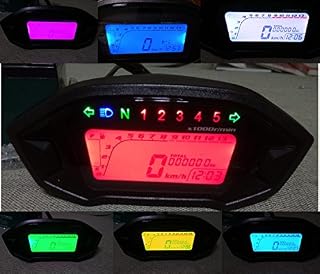 SAMDO LCD Universal Motorcycle Speedometer Gauge Odometer 5 Gear 7 Backlight 13000 RPM