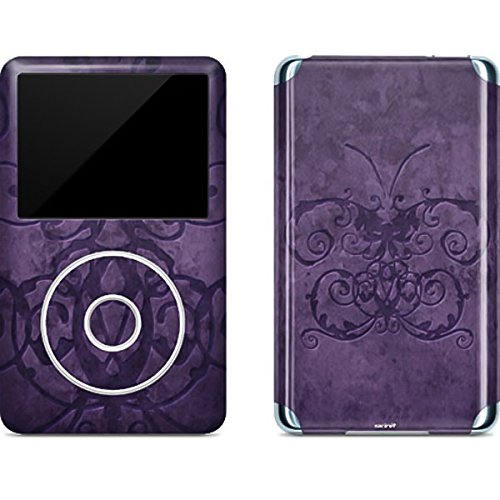 Skinit Decal MP3 Player Skin Compatible with iPod Classic (6th Gen) 80GB - Originally Designed Purple Damask Butterfly Design