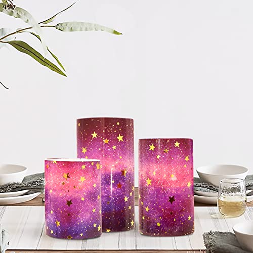 Modern Style Star Starry Glass Led Candles Remote Flickering Fake Candles For Home Party Wedding Christmas Room Romance Atmosphere Decor - Set Of 3 #TOP1