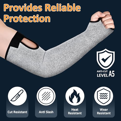 Okxiri Cut Resistant Sleeves, 1 Pair Protective Sleeves for Arm Protectors for Thin Skin and Bruising with Thumb Hole for Gardening, Welding, Farming, Pet Grooming (Grey)
