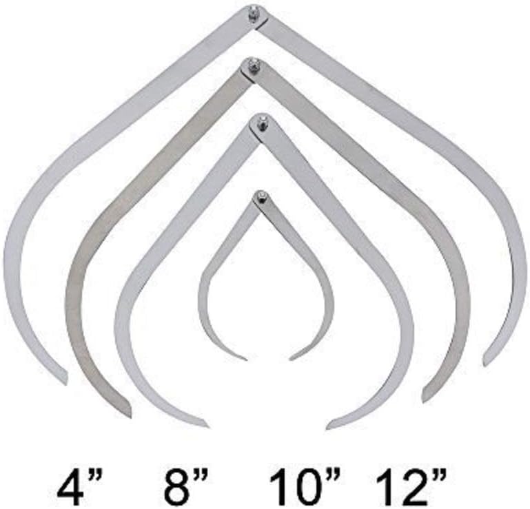 COMIART Bent-Leg Stainless Steel Caliper Clay Sculpture Ceramic Measuring Pottery Tools Set 12" 10" 8" 4"