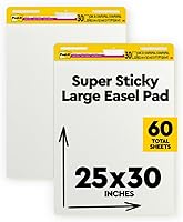 Vista 1 de Post-it Super Sticky Easel Pad 25 in x 30 in White 30 Sheets/Pad 2 Pad/Pack Large White Premium Self Stick Flip Chart Paper Super Sticking Power