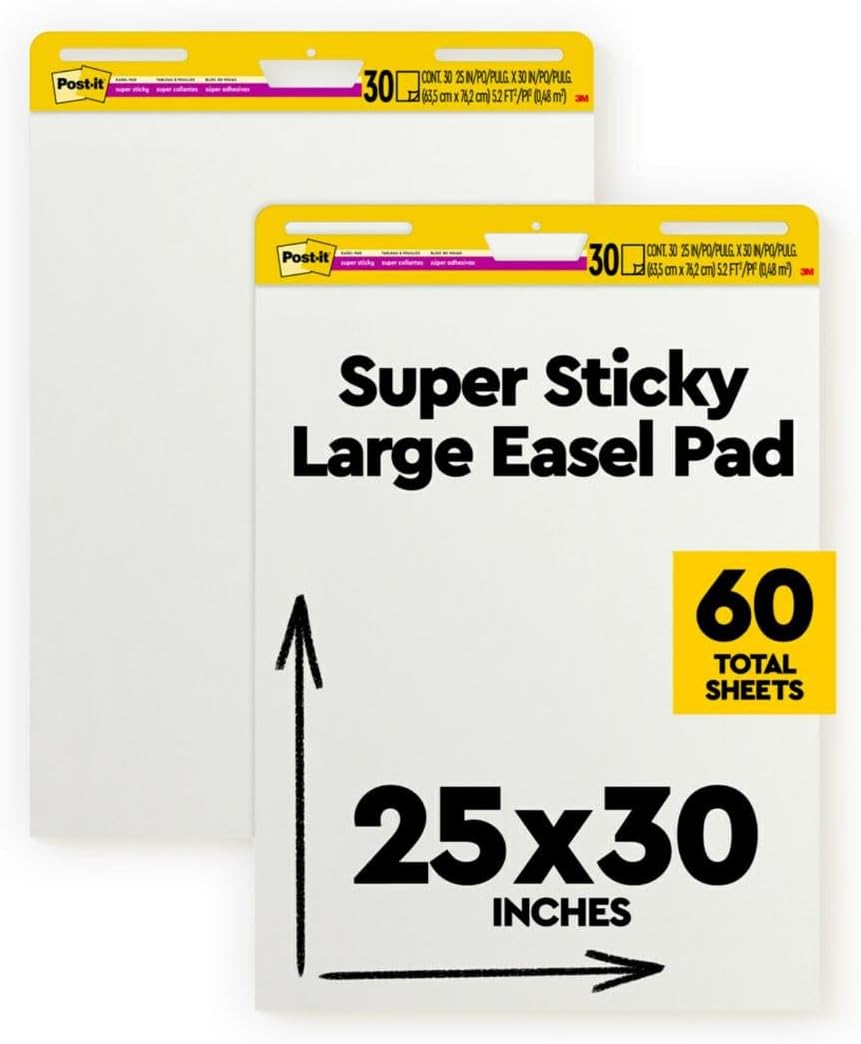 Self-Stick Easel Pad, 25 x 30.5 Inches, 30-Sheet Pad (2 Pack)