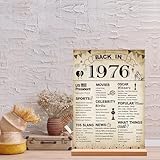 DARUNAXY 50th Birthday Party Decorations, Vintage Back in 1976 Poster Acrylic Sign with Stand 50 Year Old Party Supplies for Men& Women Vintage 1976 Table Decor 50th Anniversary Class Reunion Gifts