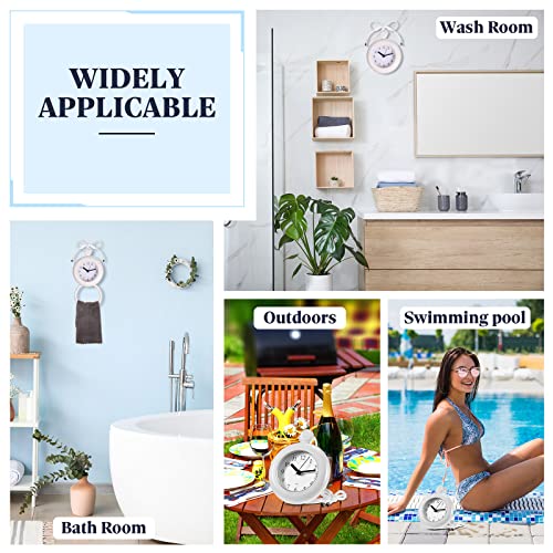 Bathroom Hanging Clock White Shower Wall Clock Water Resistant Clock Rope Hanging Waterproof Clock Small Digital Clock Bathroom With Easy Reading Clock Face For Bathroom Pool Supplies #TOP3