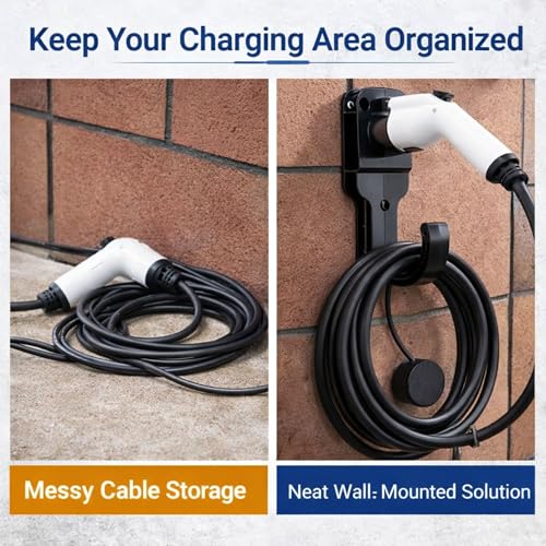 Image of EV MASTER Type 2 EV Charger Charging Cable Wall Mount | EV Charging Cable Organiser for Wallbox Charging Station Wall Connection Holder | Fits Most EU Standards EVs (Pack of 1)