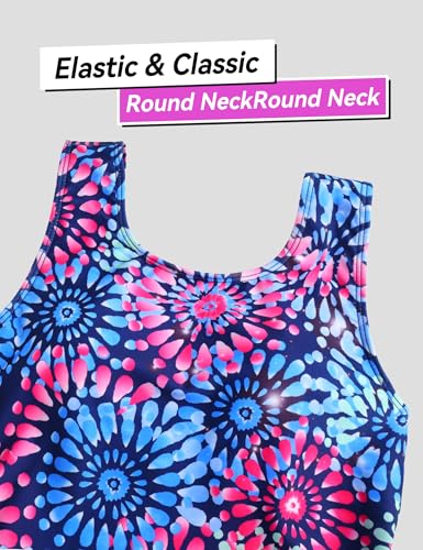 Image of Girls Swimsuit Sleeveless Bathing Suits Back Cutout Summer Swimwear with Removable Chest pad 6-14 Years