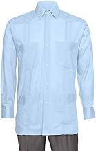 Gentlemens Collection Mens Linen Look Guayabera Shirt - Long Sleeve Cuban Shirt - coolthings.us