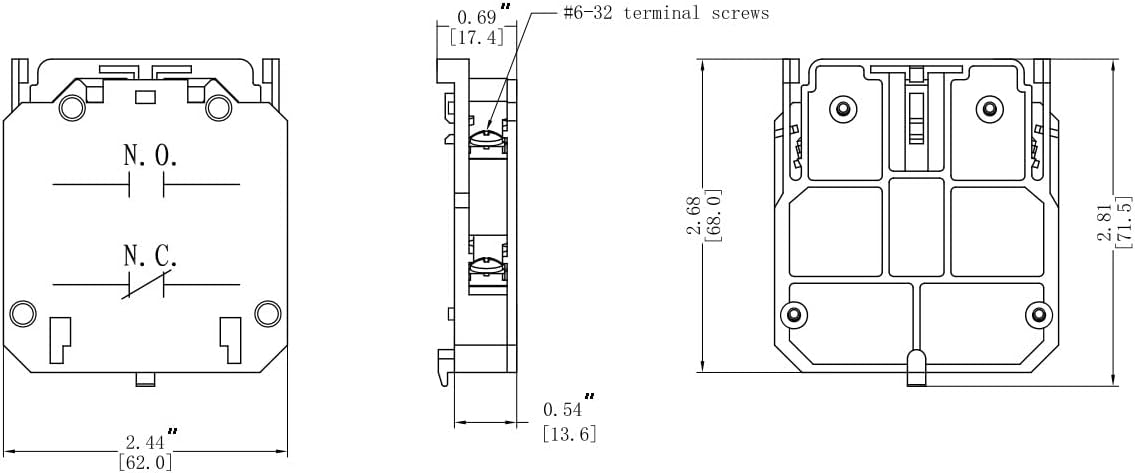 HQRP 2-Pack Auxiliary Switch Compatible with SA1Z600VS 10Amp 600VAC 1NO-1NC #6-32 Screw-Type AUX for Definite Purpose Contactor Applications
