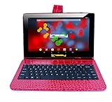 LINSAY 10.1' 1280x800 IPS Screen Quad Core Tablet 16GB with Red Crocodile Style Keyboard Case