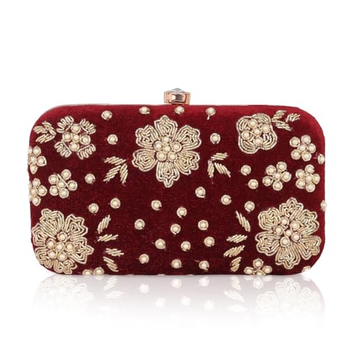 Image of RABIYA Clutch Purse for Women Formal Dressy Evening Clutches Handbags for Wedding Elegance Charm Premium Elegance Clutch Bag with Detachable Chain Handal | Gift for Women | Clutch for Women