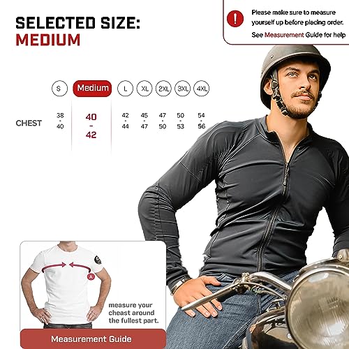Wicked Stock Breathable All Seasons Motorcycle Riding Shirt For Men-Women With Ce (Certified) Protective Padded Shields Medium Gray #TOP2