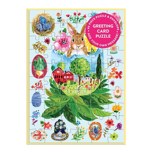 Galison Artisanal Eggs – Easter Greeting and Jigsaw Puzzle Card Includes Color Coordinated Envelope and Sticker Seal