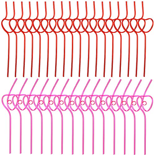 40 pitillos plásticos en forma de corazón rojos y rosados miniatura 6