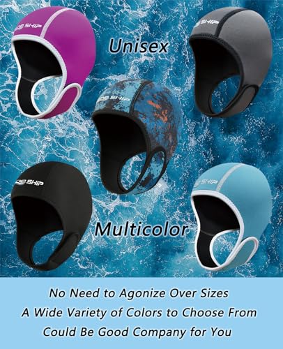 Skyone Neoprene Dive Hood Wetsuit Hood for Men Women, Scuba Diving Hoods 2MM with Adjustable Chin Straps, Neoprene Swim Cap Surfing Head Cover Stretchable for Boating Kayaking Water Sports (Pink) - Thumbnail 6