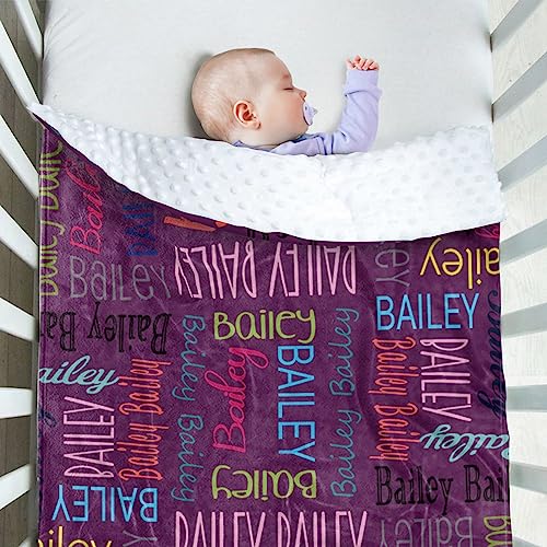 Image of Custom Baby Blanket - Personalized Names Design - Soft Plush Blanket with Double Layer Dotted Backing for Boys Girls Color10(47x60 inches)