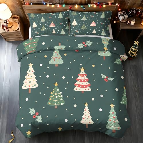 Generisch Bettwäsche Weihnachtsbaum 155x200, Microfaser Bügelfreie...