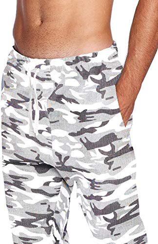 PROGO USA Men's Joggers Sweatpants Basic Fleece Marled Jogger Pant Elastic Waist (3X-Large, Snow Camo)