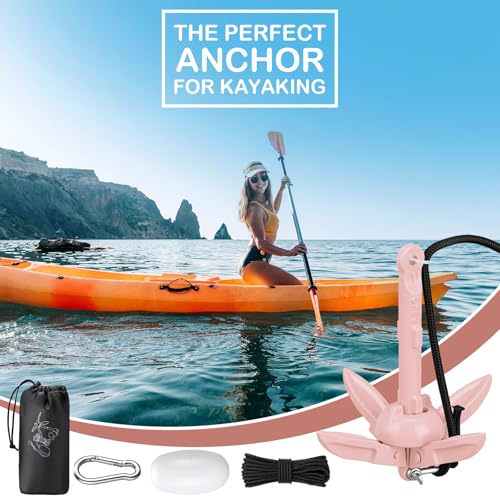 Image of Lounsweer 2 Pack 1.5 /3.5 lb Marine Kayak Anchor Kit Folding Grapnel Anchor Kit Boat Kayak Fishing Accessories for Small Boats Kayaks Canoe Paddle Boards