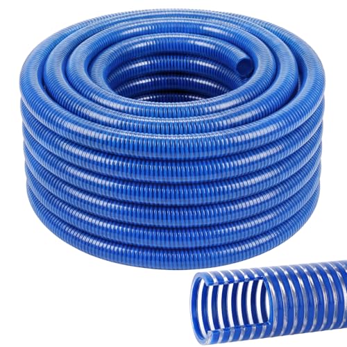 Pangda 1-1/2" x 100 ft Suction Hose for Water Pump Heavy Duty Cold Weather PVC Flexible Suction &amp; Discharge Hose for Water Transfer Industrial Agricultural Extreme Temperature, 90psi Max Pressure
