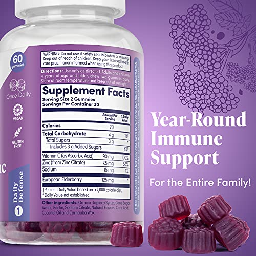 Zand Elderberry Zinc Immunity Gummies With Vitamin C | Year-Round Immune Support For Children & Adults | 60Ct, 30 Serv. #TOP1