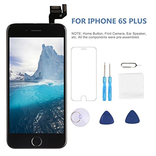 Screen Replacement for iPhone 6S Plus Black 5.5 inch Giorefix LCD Display 3D Touch Screen Full Assembly Digitizer Assembled Kit Home Button,Front Camera, Earpiece with Repair Tools + Screen Protector