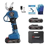 KOMOK 40mm Akku Elektrische Gartenschere Astschere, 2 PCS Wiederaufladbarer 2000mAh Akku Baum Astschere, 6-8 Arbeitsstunden, 21V Astschneider Baumschere Obstbaumschere
