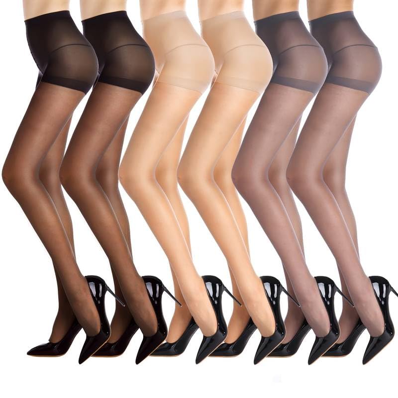 Boolavard 2/3/4 Pack Sheer Elastic Pantyhose 20D, High Waist Footed Tights, Women's Stockings & Hosiery3